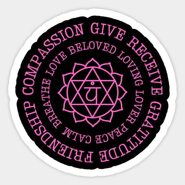 Heart Chakra Wordy Sticker by Mediteeshirts